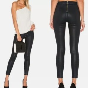 Revolve Lover + Friends Black Coated Skinny Pants High Rise Faux Leather Look